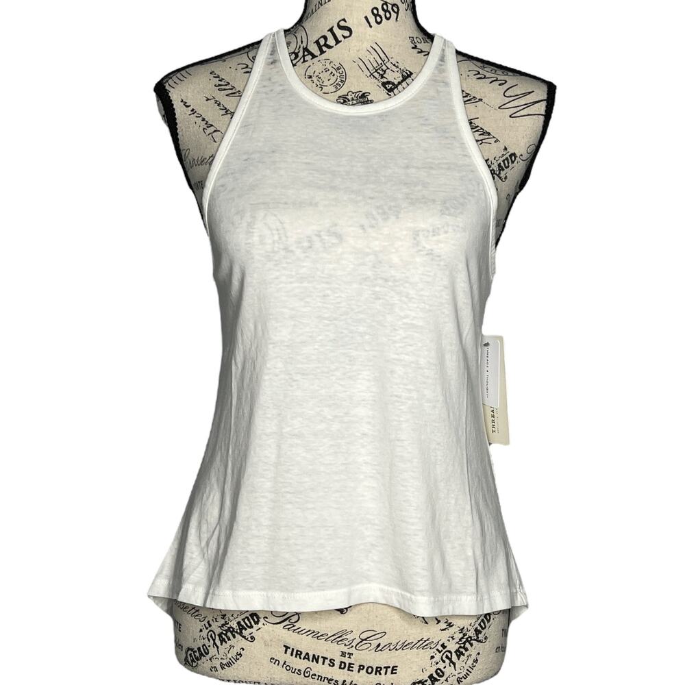 Threads 4 Thought T4T (XS) White Racerback High Round Neck Thin Strap Tank